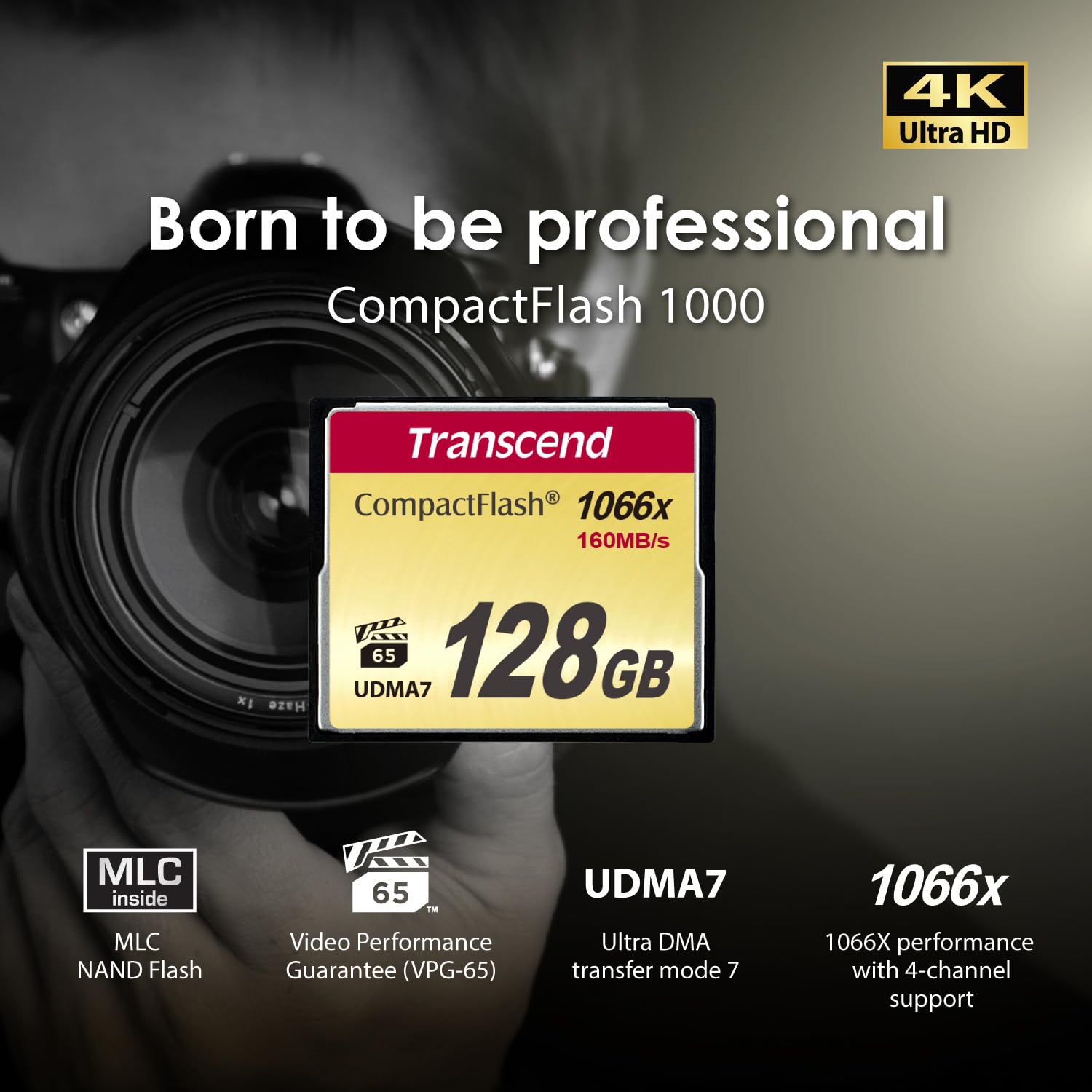 Transcend 128GB Compact Flash Memory Card 1000x (TS128GCF1000) - Image 3