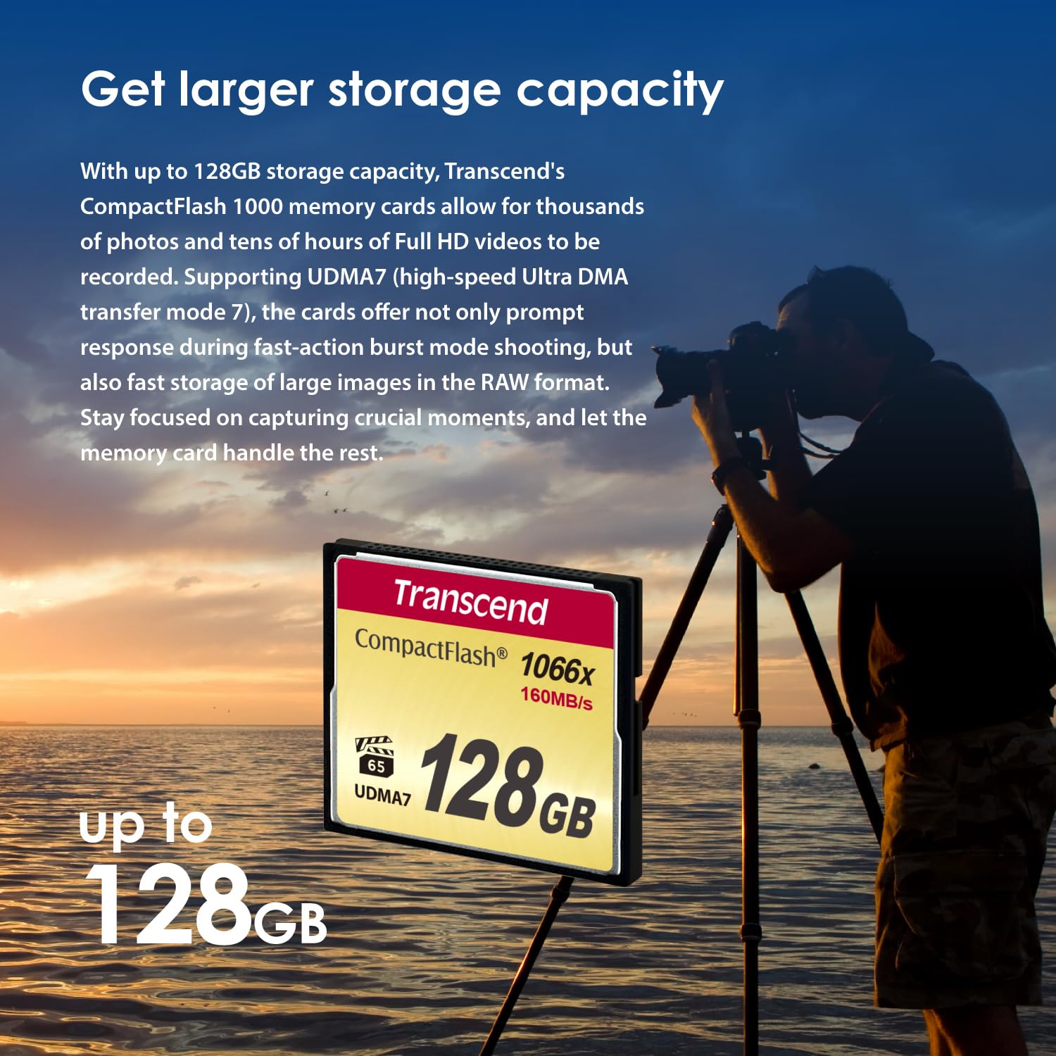 Transcend 128GB Compact Flash Memory Card 1000x (TS128GCF1000) - Image 6