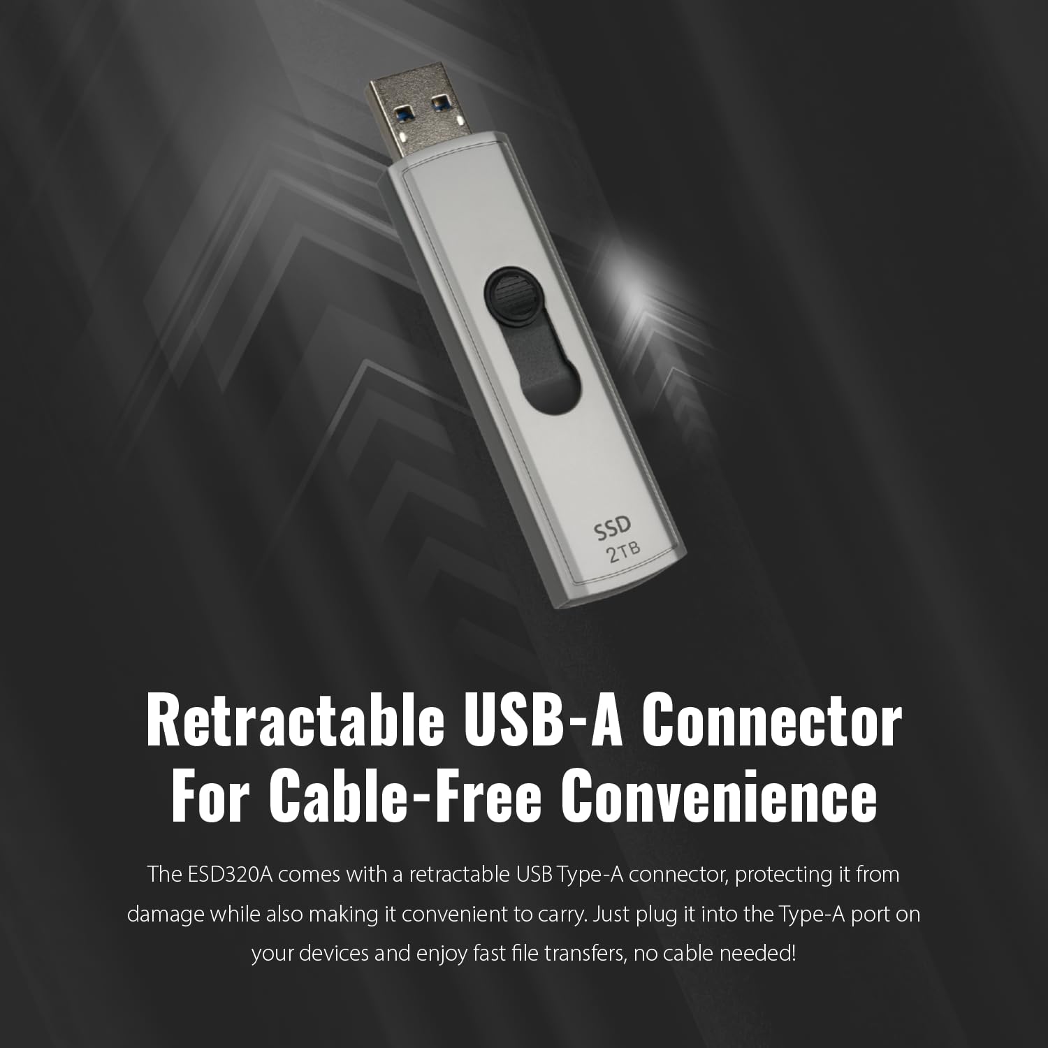 Transcend 1TB External SSD, USB 3.2 Gen2, Up to 1,050MB/s, Portable SSD with Type A, Retractable Connector Metal Case, for Notebook, Desktop, Smart TV, Silver - Image 7