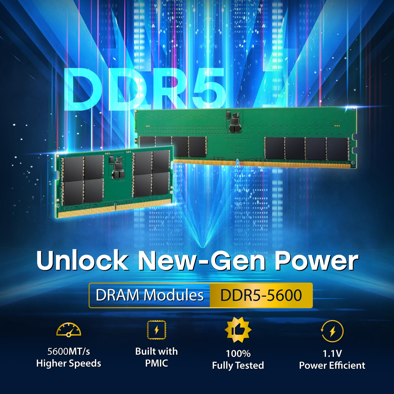 Transcend 32GB DDR5 5600MHz SO-DIMM Laptop RAM, Compatible w/HP Lenovo Dell ASUS Acer Computer Memory, On-die ECC Notebook Module Upgrade, 2Rx8, 1.1V PC5-44800 CL46, Unbuffered 262-Pin - JM5600ASE-32G - Image 3