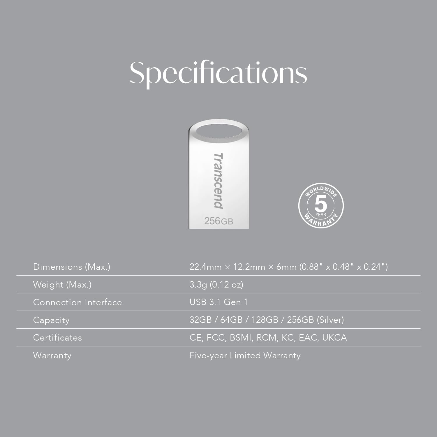 Transcend 32GB JetFlash 710 USB 3.1/3.0 Flash Drive (TS32GJF710S), Silver - Image 12