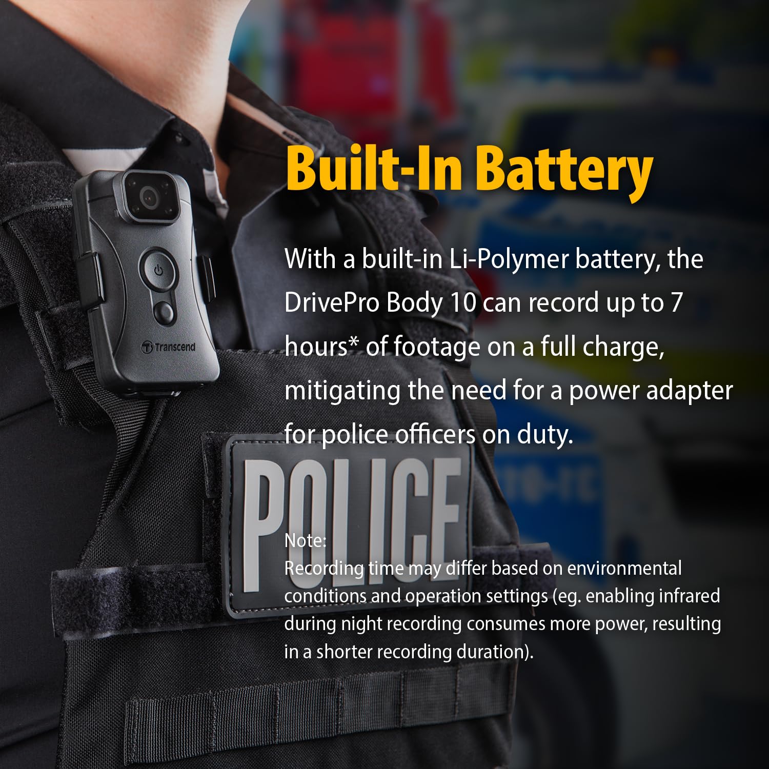 Transcend 64GB, DrivePro Body 10, Body Camera, Night Vision, Infrared LED, Water Resistant, 7-Hour Battery Life, with Audio and Video Recording, Ideal for Personal Civilians & Security - TS64GDPB10C - Image 6