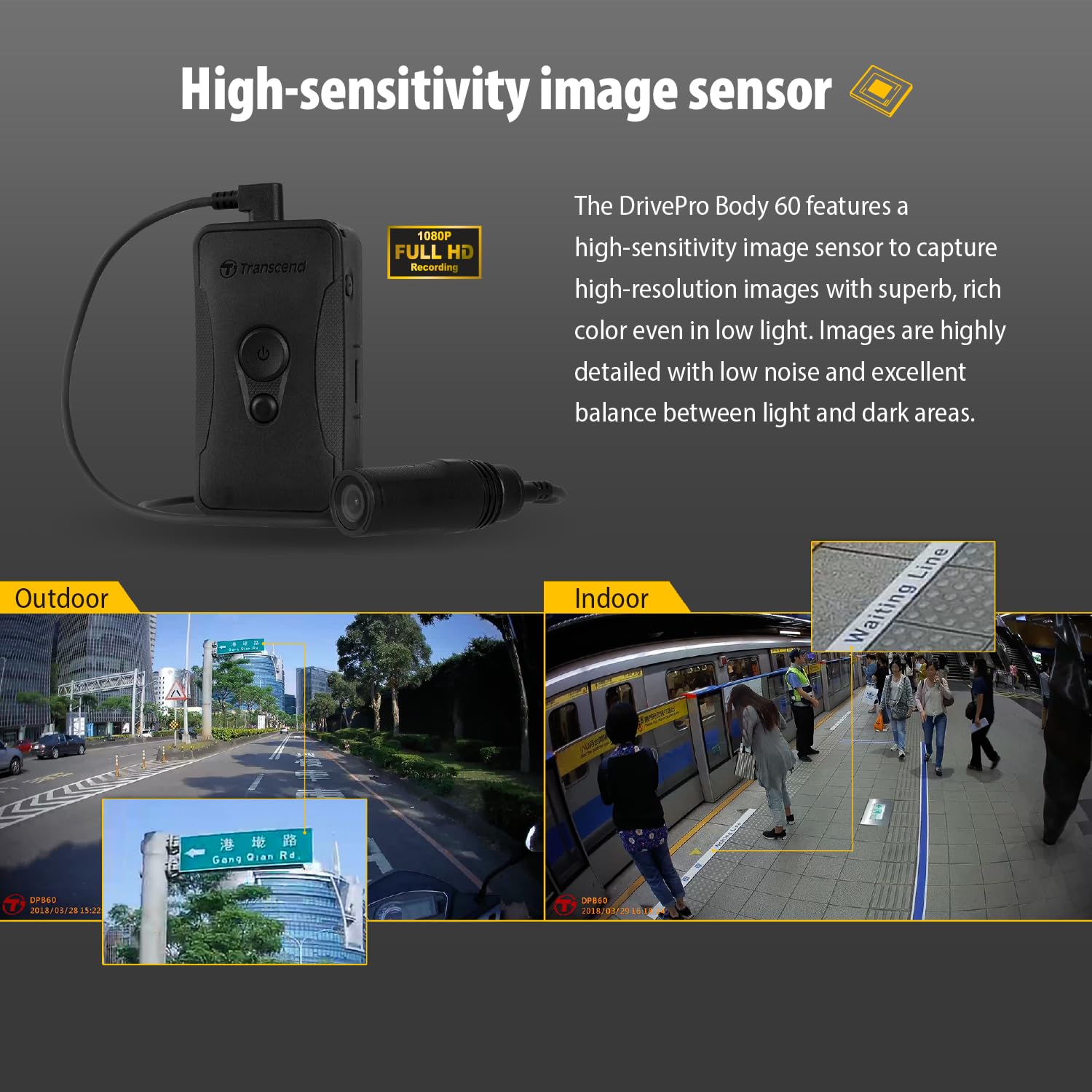 Transcend 64GB, DrivePro Body 60, Body Camera, Wi-FI & Bluetooth, GPS, IP67 Weatherproof, 10-Hour Battery Life, Tethered Camera, Ideal for Law Enforcement & Security - TS64GDPB60A - Image 4