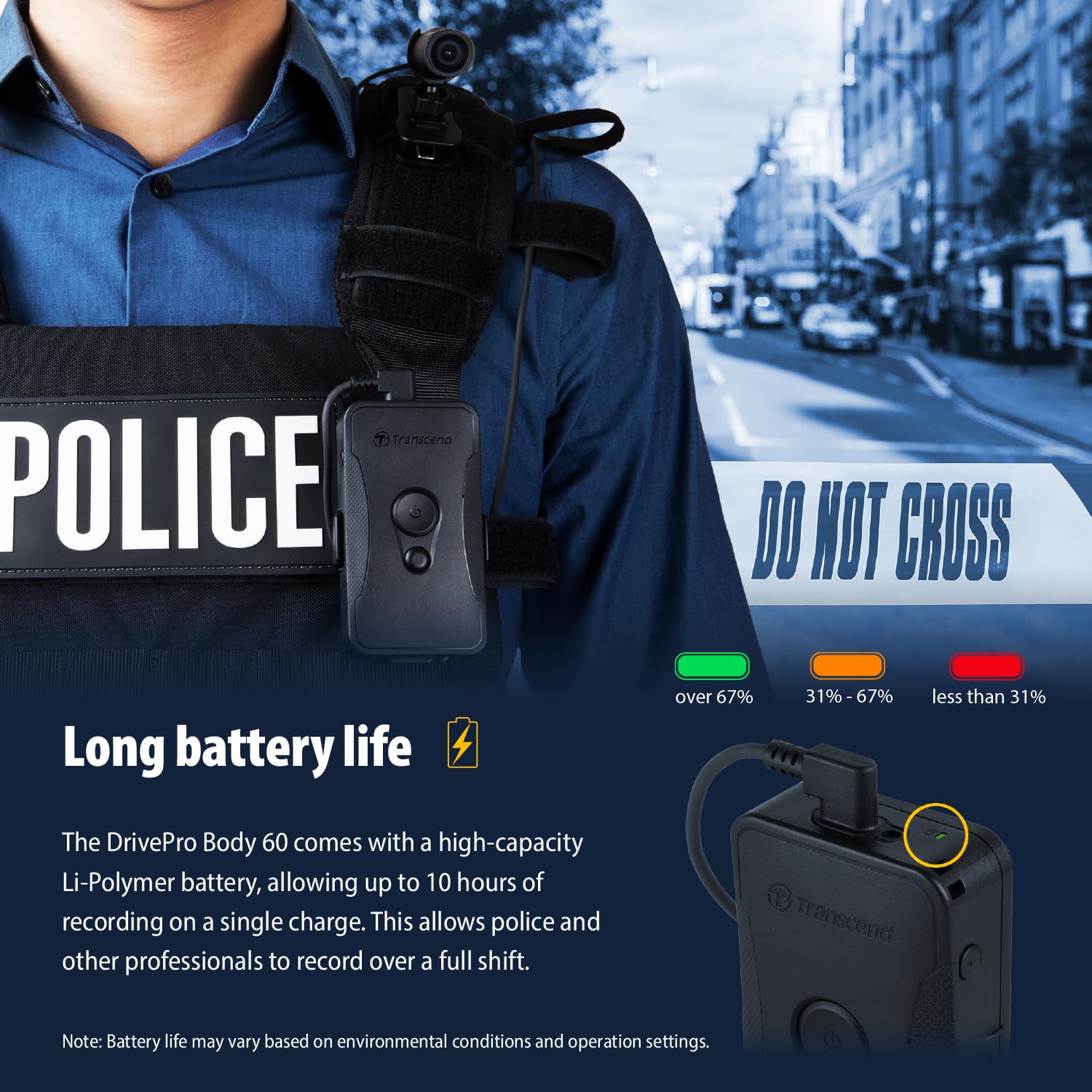Transcend 64GB, DrivePro Body 60, Body Camera, Wi-FI & Bluetooth, GPS, IP67 Weatherproof, 10-Hour Battery Life, Tethered Camera, Ideal for Law Enforcement & Security - TS64GDPB60A - Image 9