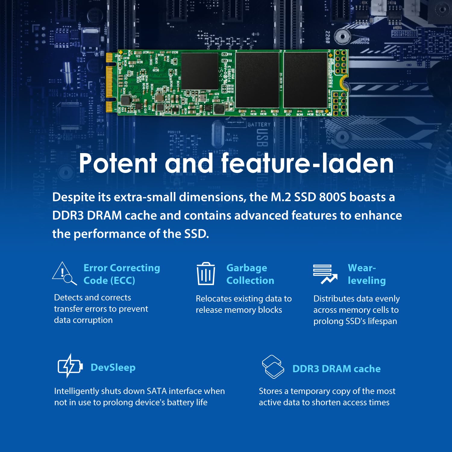 Transcend 64GB MTS800S M.2 2280 SATA III SSD, Internal Solid State Drive, Compatible with Laptop & PC Desktop, Dram Cache, MLC - TS64GMTS800S - Image 7
