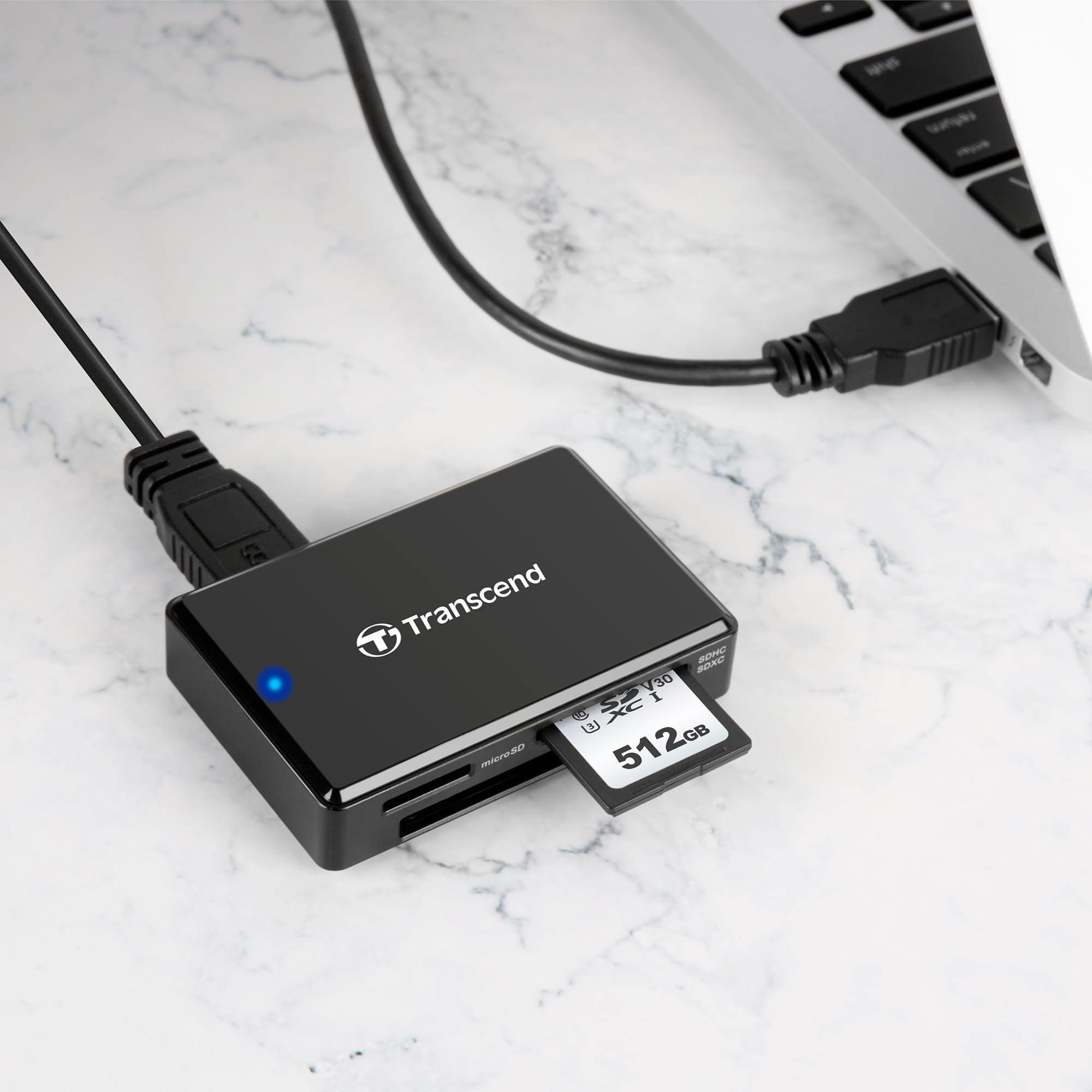 Transcend All-in-1 Multi Card Reader, Black, SDHC / SDXC / microSDHC / SDXC / CF UDMA, Black - TS-RDF8K2 - Image 4