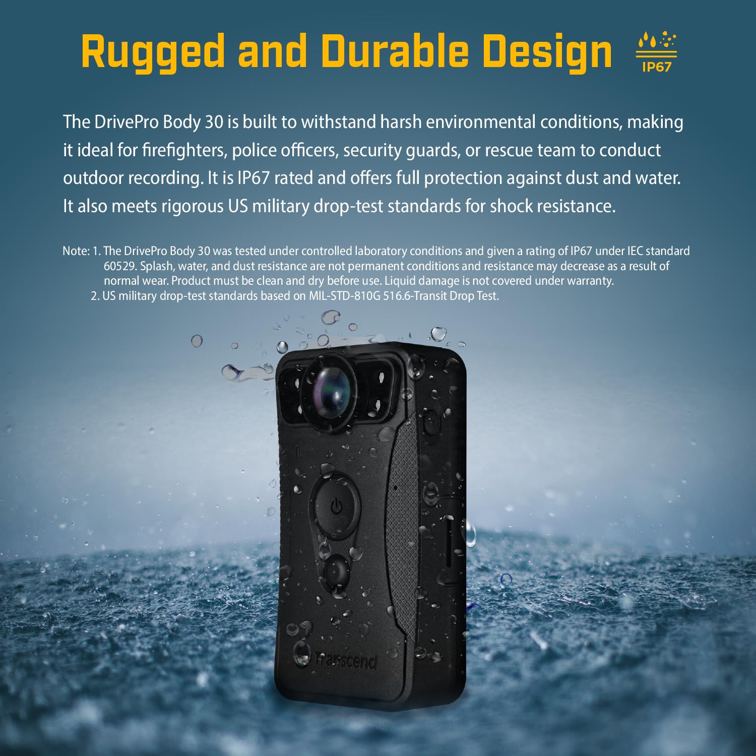 Transcend DPB30 DrivePro Body Camera 128GB, 1440P 2K QHD Body Worn Camera with Night Vision/Wi-FI/Bluetooth/IP67 Waterproof/12-Hour Battery Life, Ideal for Law Enforcement & Security - TS128GDPB30A - Image 10