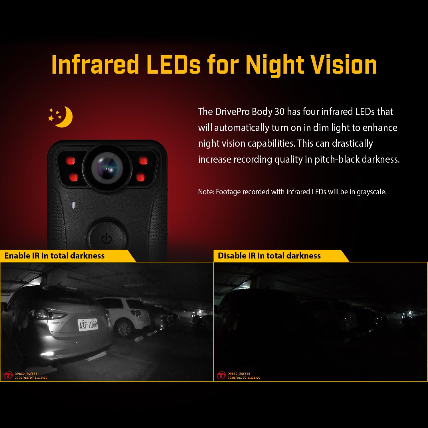 Transcend DPB30 DrivePro Body Camera 128GB, 1440P 2K QHD Body Worn Camera with Night Vision/Wi-FI/Bluetooth/IP67 Waterproof/12-Hour Battery Life, Ideal for Law Enforcement & Security - TS128GDPB30A - Image 4