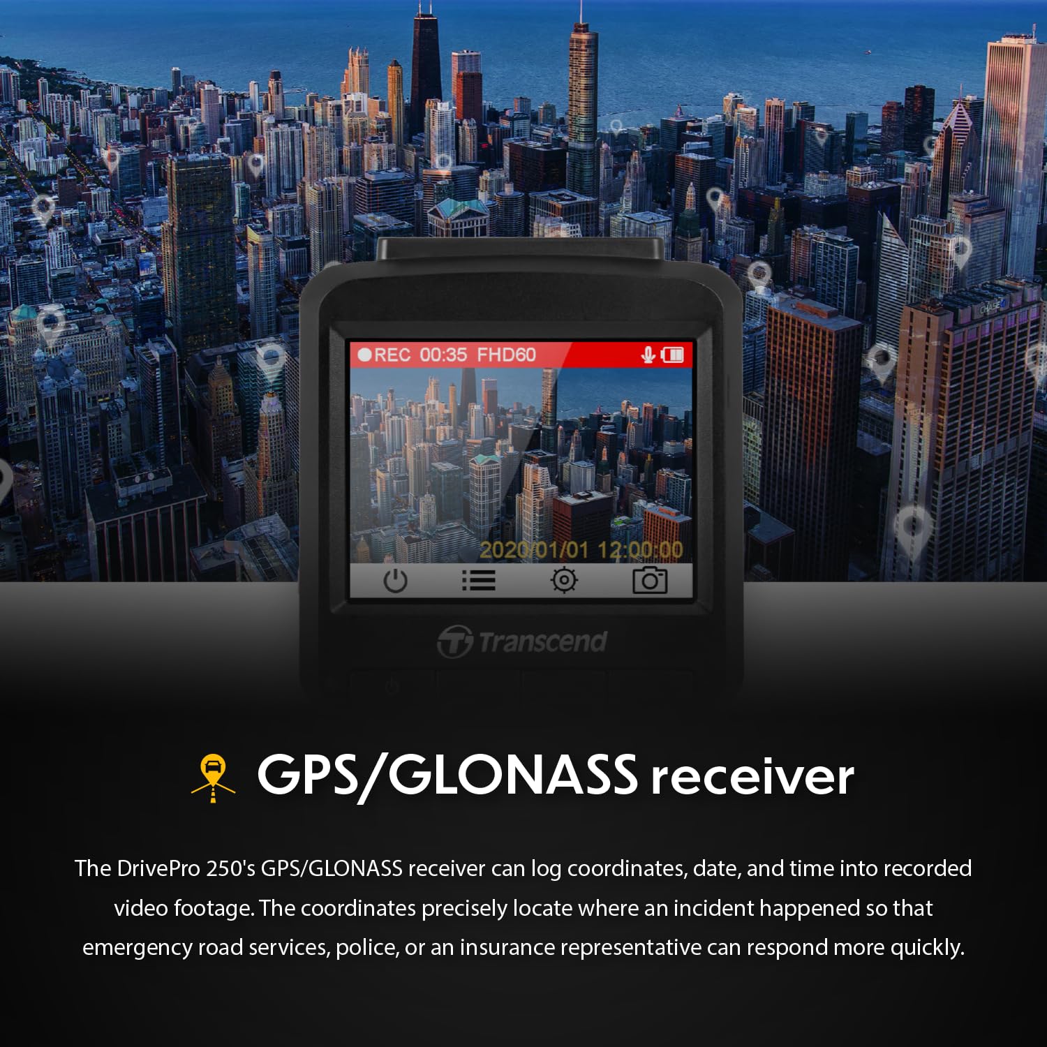 Transcend DrivePro 2K QHD 1440P Dash Cam Front, Support 1TB Max, Car Cam w/140°Wide-Angle/Handy Snapshot Button/G-Sensor/Night Vision Loop Recording/Head-Up Display/Wi-Fi GPS GLONASS/ADAS/Parking Mode - Image 7