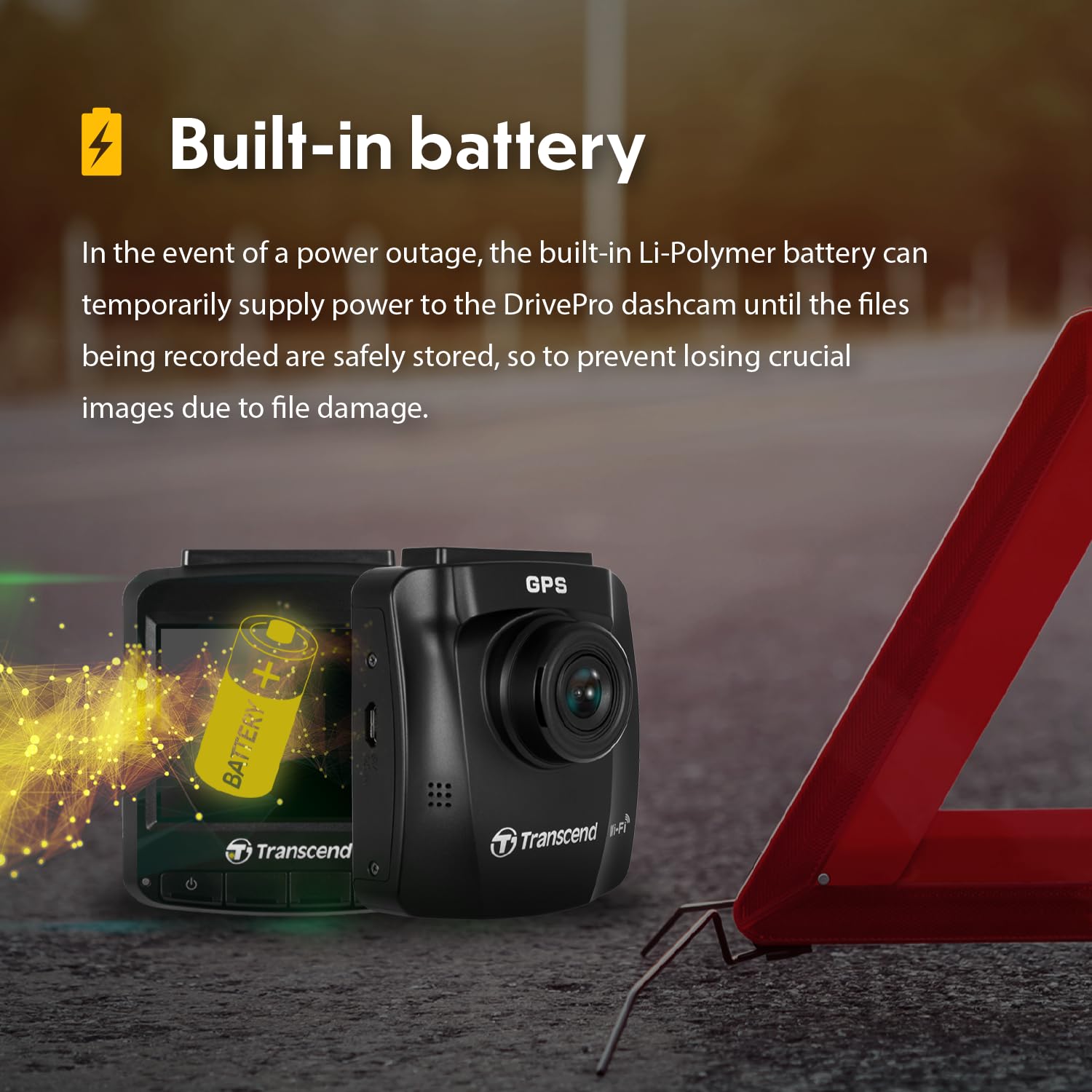 Transcend DrivePro 2K QHD 1440P Dash Cam Front, Support 1TB Max, Car Cam w/140°Wide-Angle/Handy Snapshot Button/G-Sensor/Night Vision Loop Recording/Head-Up Display/Wi-Fi GPS GLONASS/ADAS/Parking Mode - Image 8