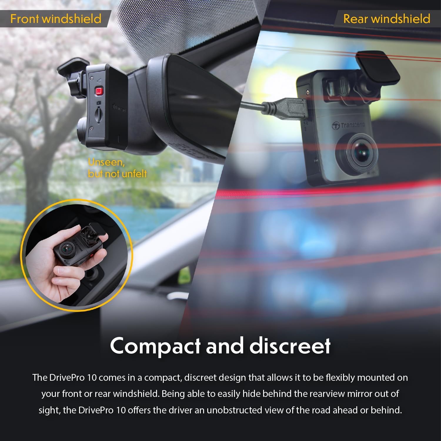 Transcend DrivePro Dash DP10 Cam Front, 1440P 2K QHD Dash Camera for Cars, 64GB Card Included, with Super Night Vision/Wi-Fi/WDR/G-Sensor/Exclusive App/High-Sensitivity Image Sensor - Image 5