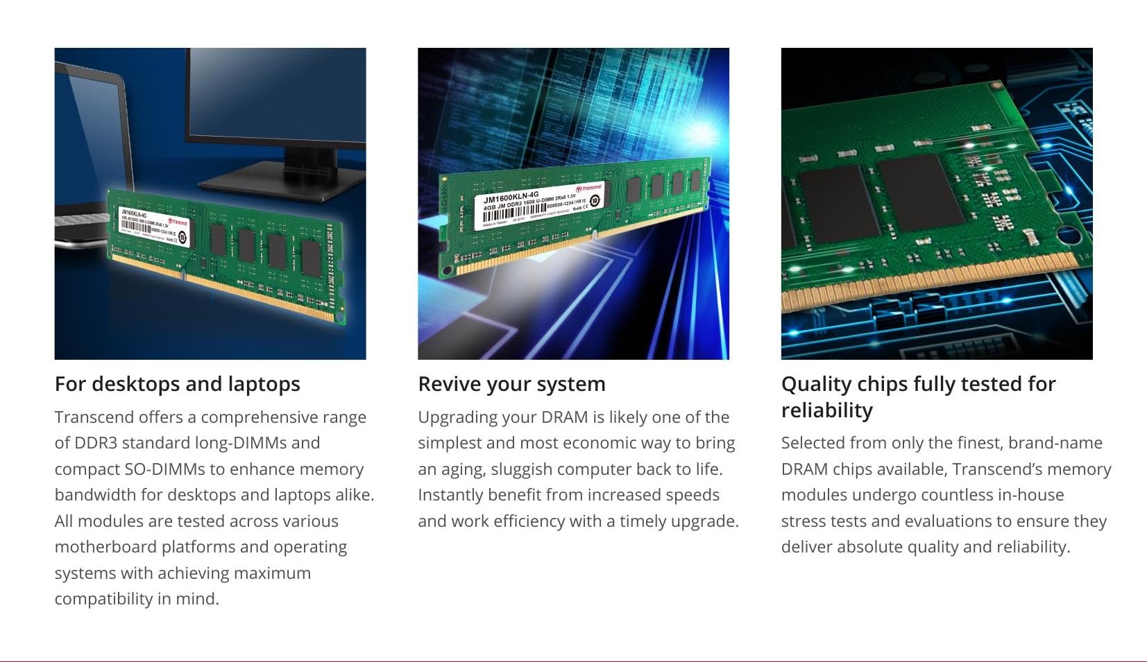 Transcend JetRam 2 GB 240-Pin DDR3 Desktop DIMM 1600 MHz (PC3-12800) Desktop Memory Module JM1600KLN-2G - Image 4