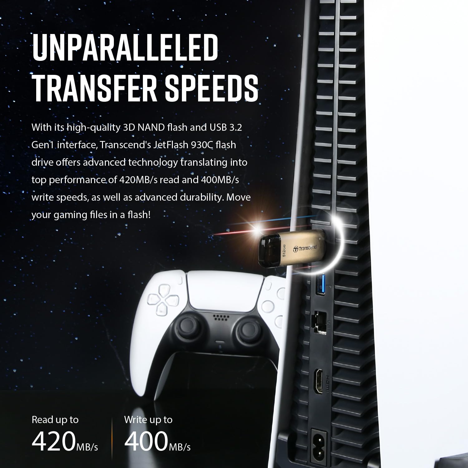 Transcend JF930 128GB Dual USB C Flash Drive for iPhone/iPad/Mac/Windows, Android/Tablet/PC/Gaming Console, Photo Stick Up to 420MB/s, USB 3.2 Thumb Drive, Memory Stick with 2-in-1 Type C &Type A - Image 5