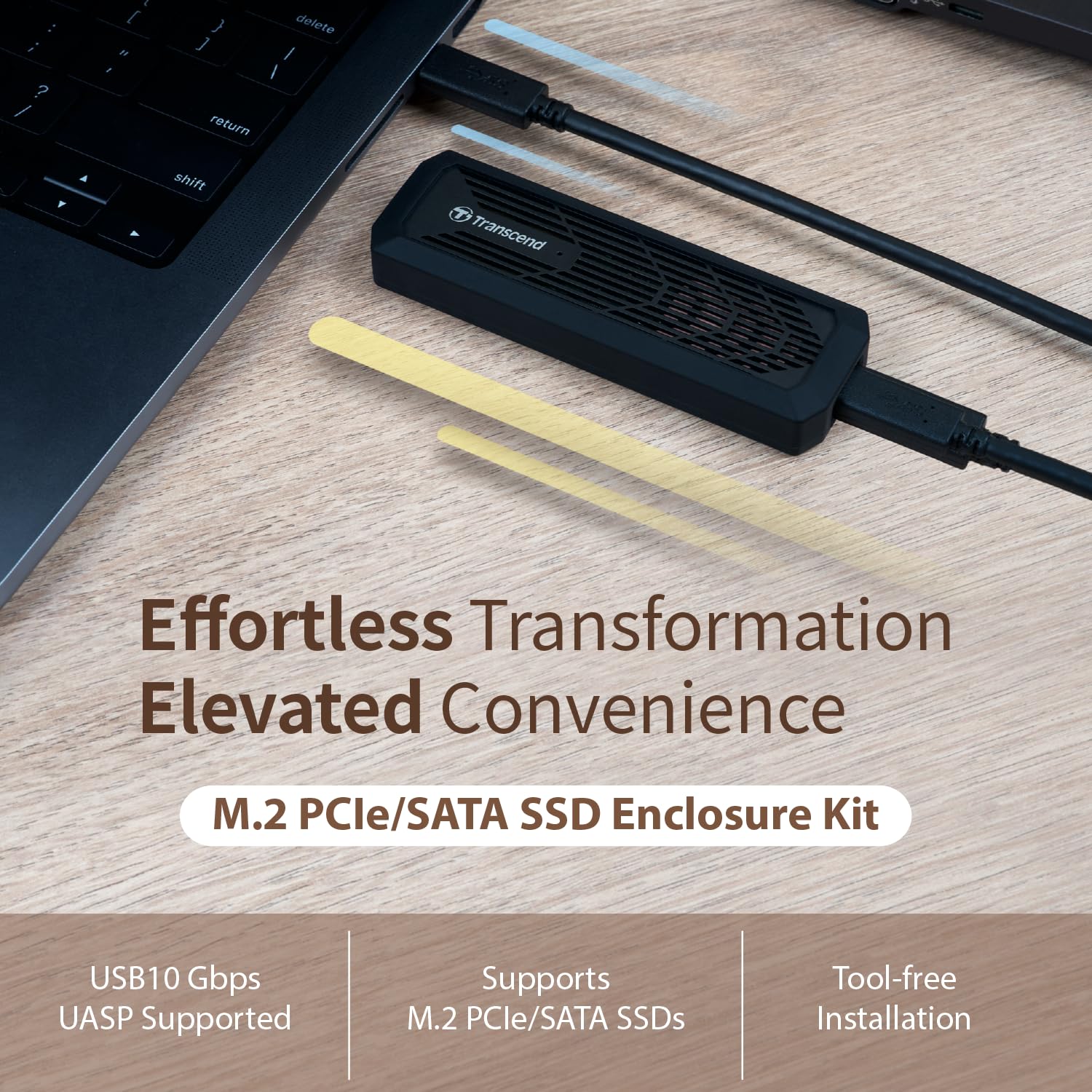 Transcend M.2 PCIe/SATA SSD Upgrade Kit, SSD Enclosure, Support 2230 2242 2280, Compatible with M Key/B+M Key, Type-A/Type-C - TS-CM10G - Image 3