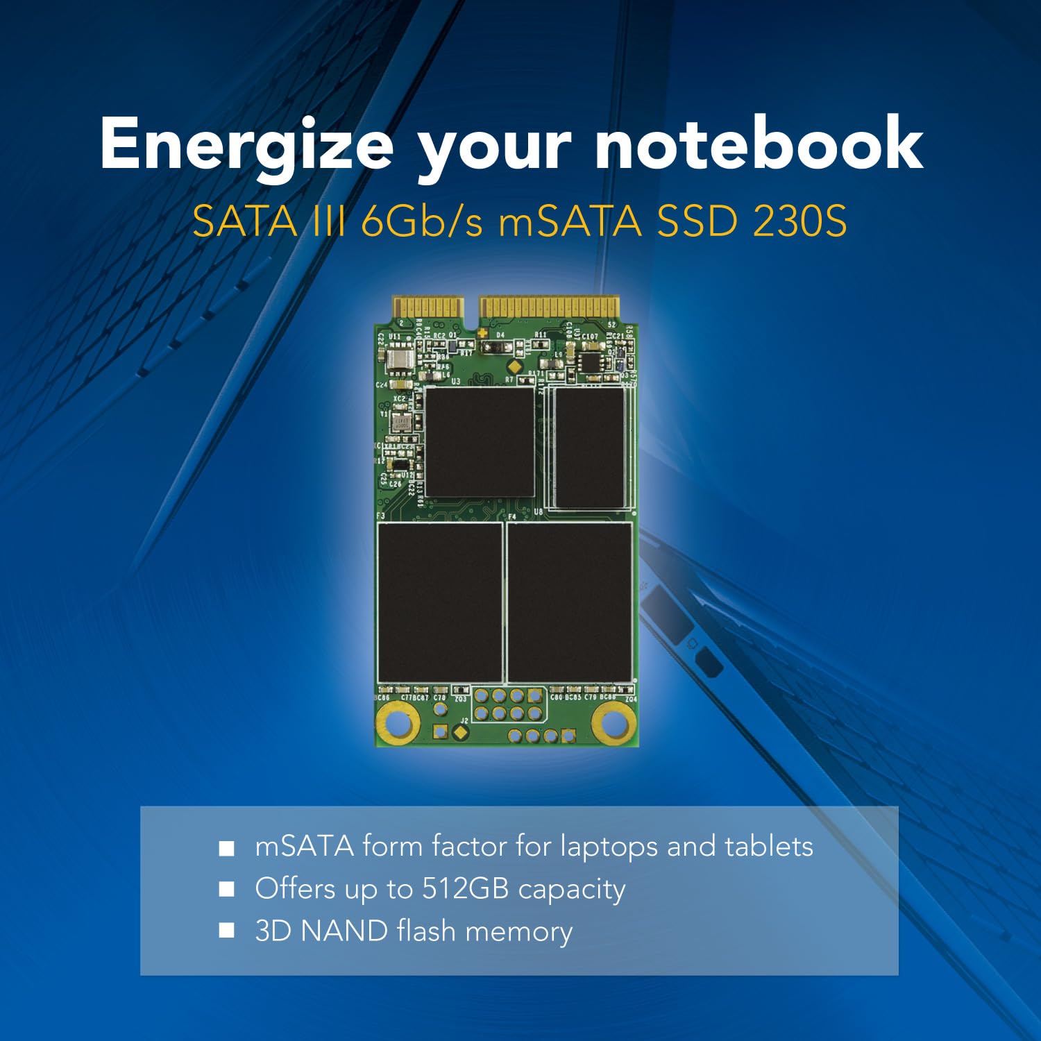 Transcend MSA230 64GB mSATA SSD with Dram Cache, Up to 350MB/s, Mini SATA III 6G/s Internal Solid State Drive for Ultrabook/Desktop/Tablet/PC/GPS/Server, 3D TLC NAND Flash, LDPC Error Correction, ECC - Image 3