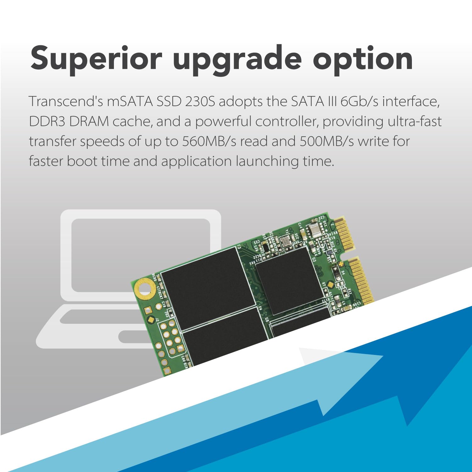 Transcend MSA230 64GB mSATA SSD with Dram Cache, Up to 350MB/s, Mini SATA III 6G/s Internal Solid State Drive for Ultrabook/Desktop/Tablet/PC/GPS/Server, 3D TLC NAND Flash, LDPC Error Correction, ECC - Image 4