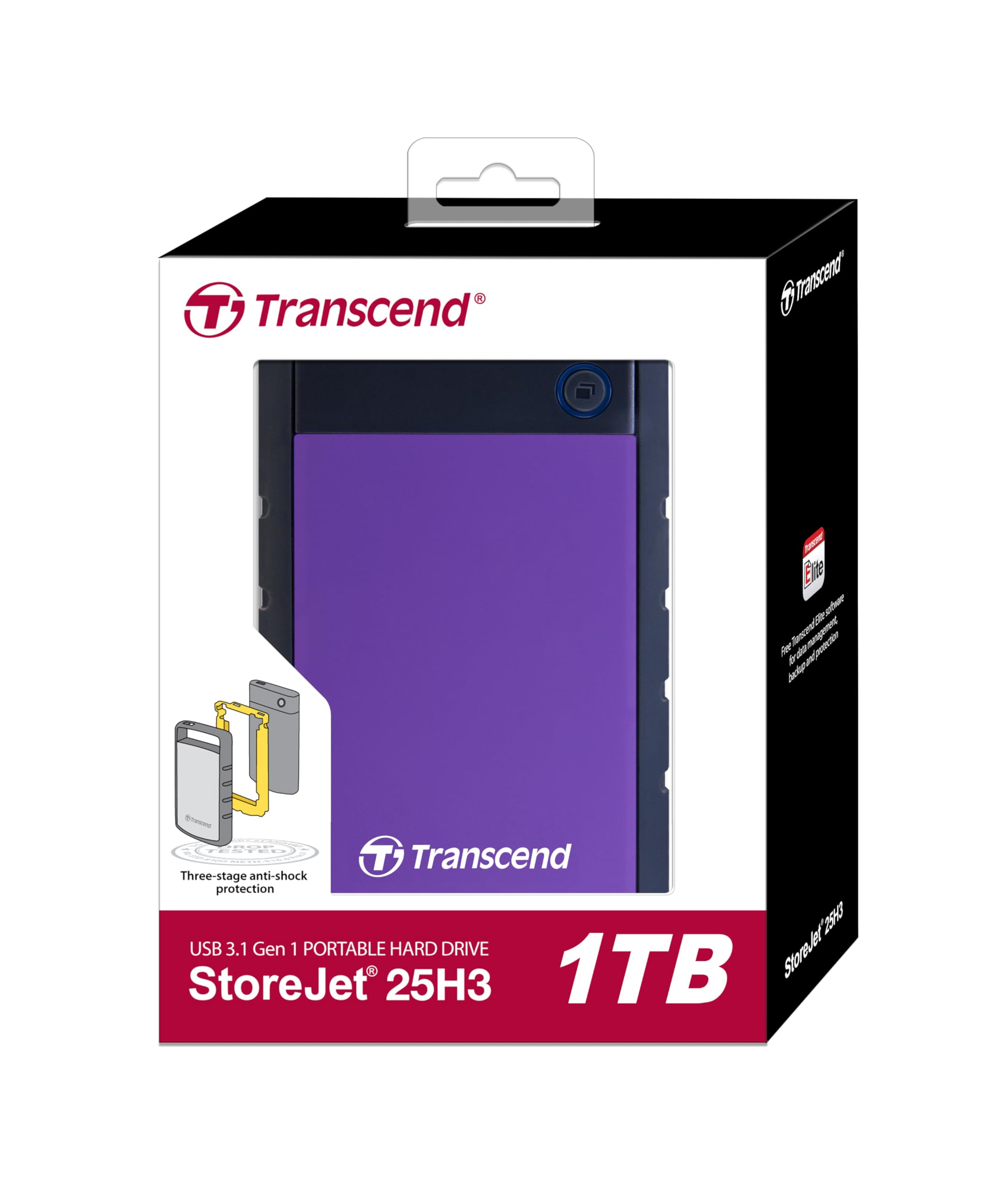 Transcend Storejet 1T Portable USB 3.0 Hard Disk (TS1TSJ25H3P) - Image 3