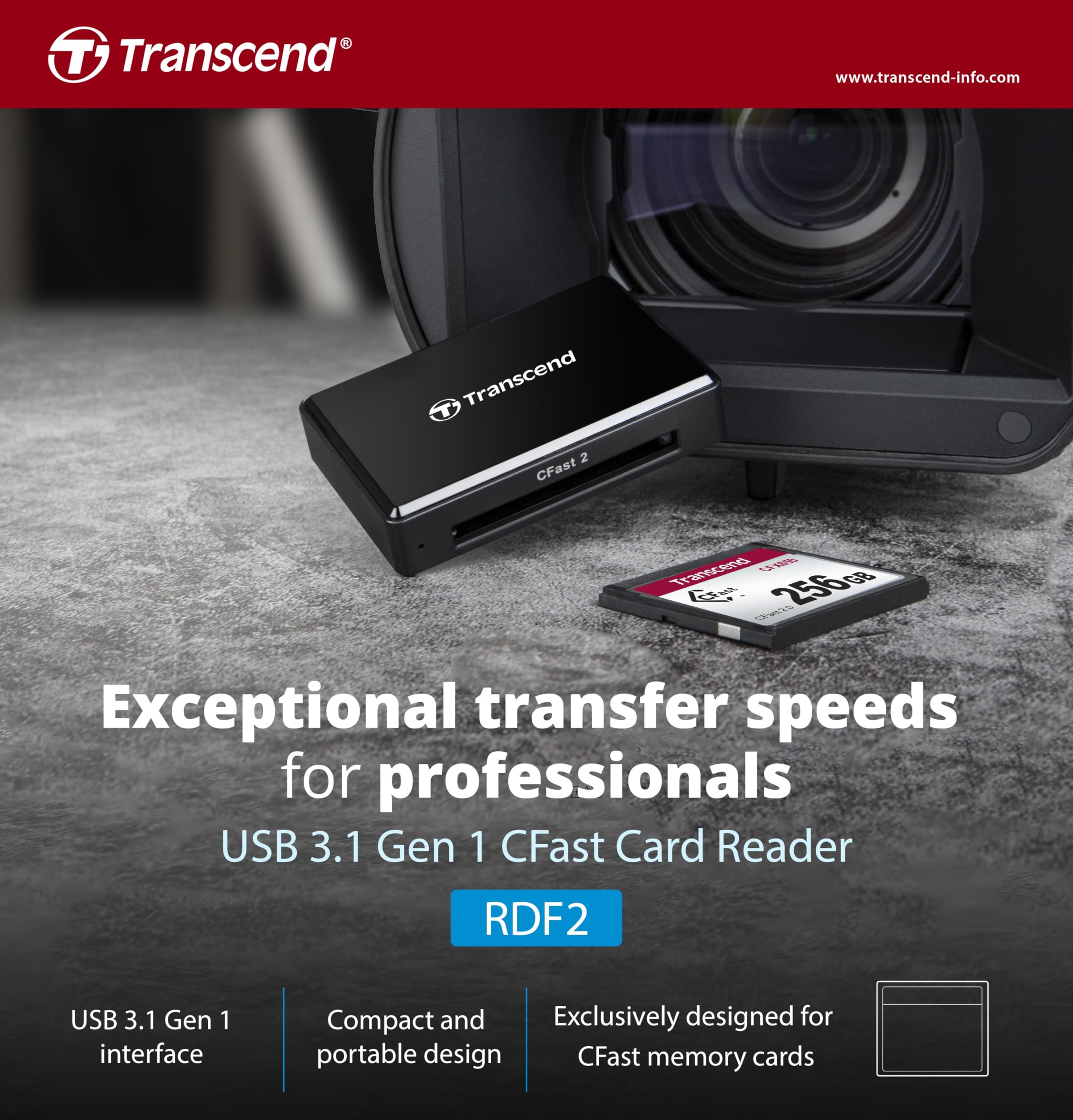 Transcend TS-RDF2 Cfast 2.0 USB 3.1 Card Reader - Image 3