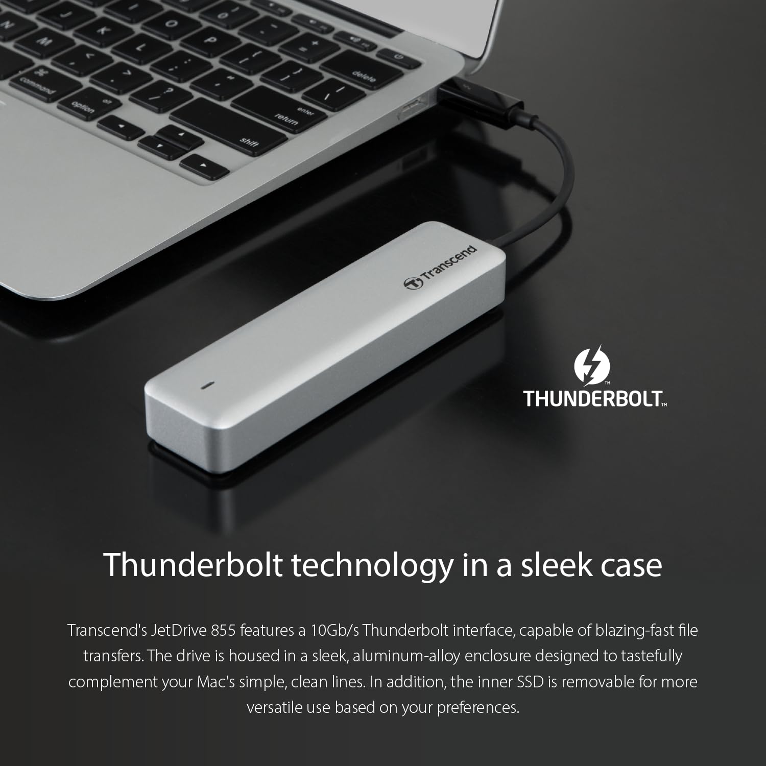 Transcend TS960GJDM855 960GB JetDrive 855 Thunderbolt NVMe PCIe Gen 3x4 Portable Solid State Drive with Enclosure - Image 6