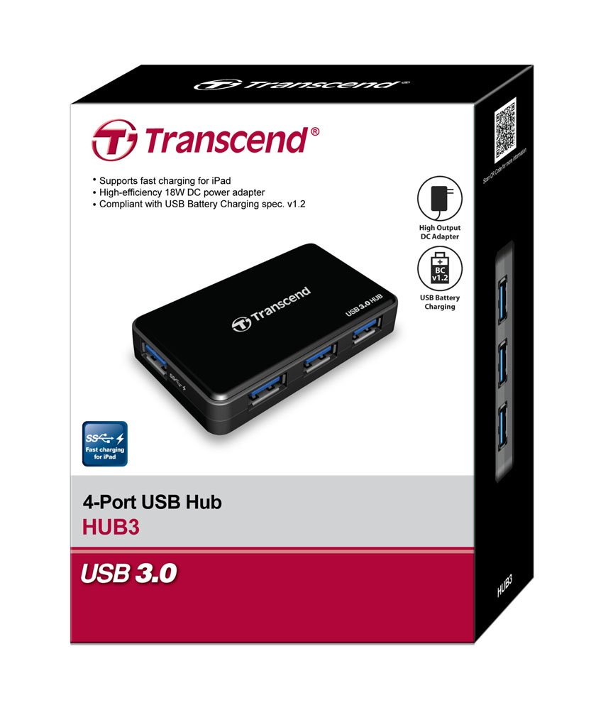 Transcend USB 3.0 4-Port Hub TS-HUB3K, Black - Image 6