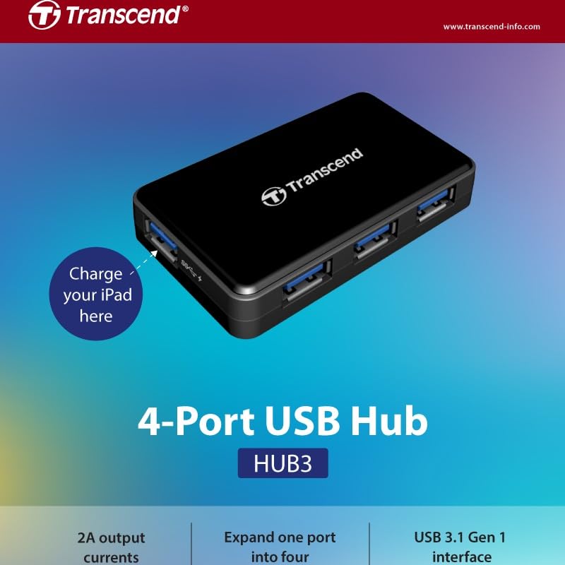 Transcend USB 3.0 4-Port Hub TS-HUB3K, Black - Image 8