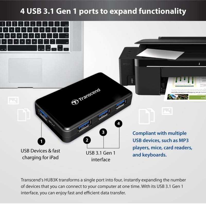 Transcend USB 3.0 4-Port Hub TS-HUB3K, Black - Image 9