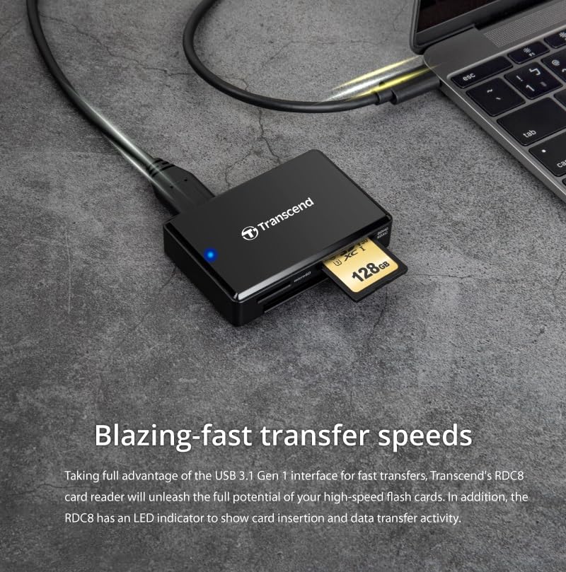 Transcend USB 3.1 Gen 1 Type-C All-in-1 Multi-Card Reader (CF/SD/SDHC/SDXC/microSD) - Image 7