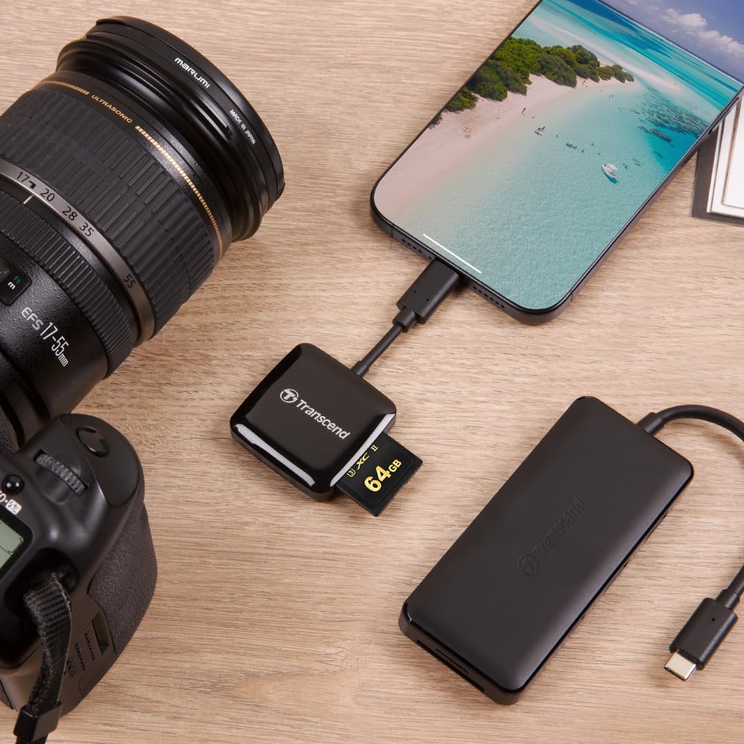 Transcend USB Type-C SD Card Reader for iPhone15 16/iPad/Mac, Android/Tablet/Laptop/Windows/PC/Computer, 2 in 1 Dual Slot Memory/Micro SD Card Reader Supports SD/Micro SD/SDHC/SDXC with Type C Device - Image 6
